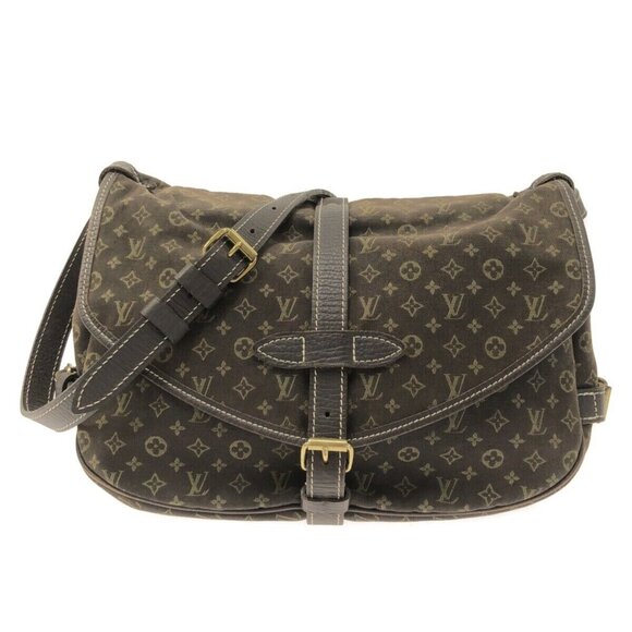 Louis Vuitton Handbags - Auth LOUIS VUITTON Saumur Ebene Monogram Mini Lin Shoulder Bag